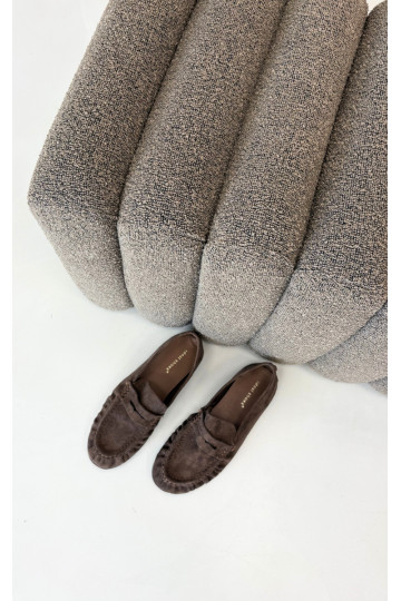 Mocassins pour femmes avec volants en daim synthétique couleur marron Sabley 2