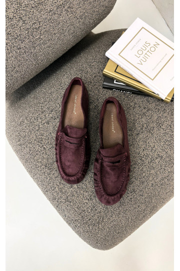 Mocassins pour femmes avec volants en daim synthétique couleur bordeaux Sabley 2