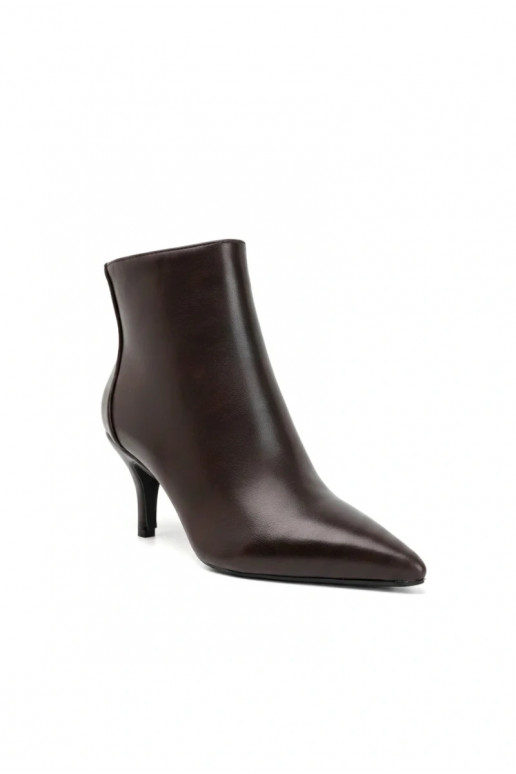 Bottines à talons fins, à bout pointu, en cuir synthétique chocolat Niretta
