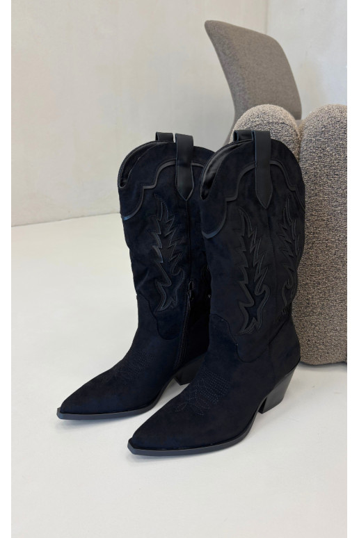 Knöchelhohe Cowboy-Stiefel in schwarz Betina