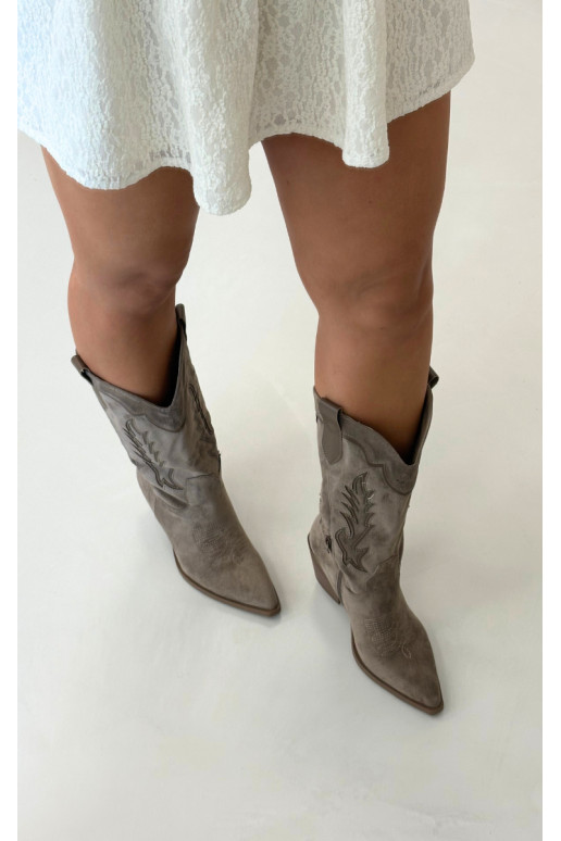 Kniehoge cowboylaarzen v khaki Betina
