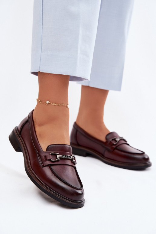 Mocassins en cuir bordeaux pour femmes Vinceza 39983