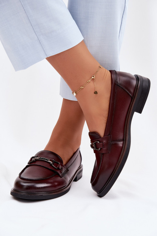 Mocassins en cuir bordeaux pour femmes Vinceza 39983