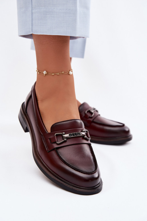 Mocassins en cuir bordeaux pour femmes Vinceza 39983