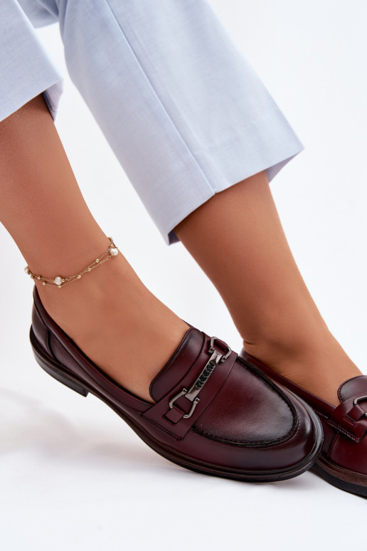 Mocassins en cuir bordeaux pour femmes Vinceza 39983