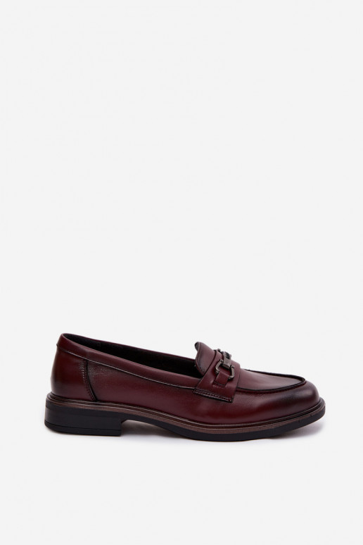 Mocassins en cuir bordeaux pour femmes Vinceza 39983