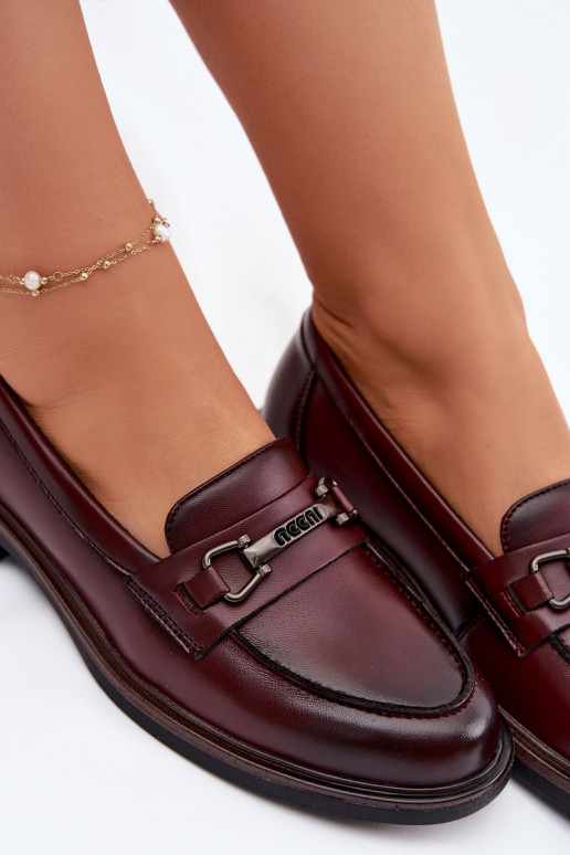 Mocassins en cuir bordeaux pour femmes Vinceza 39983
