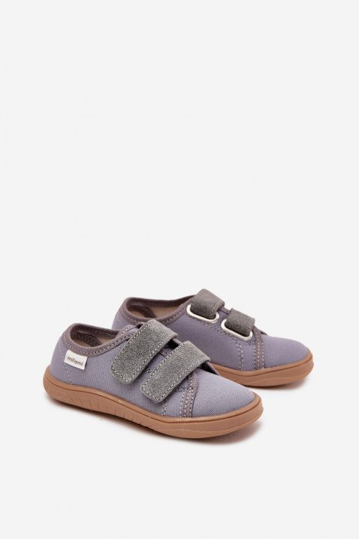Jungen graue "Barefoot" Slipper "Geschmeidig" Milami Saphira