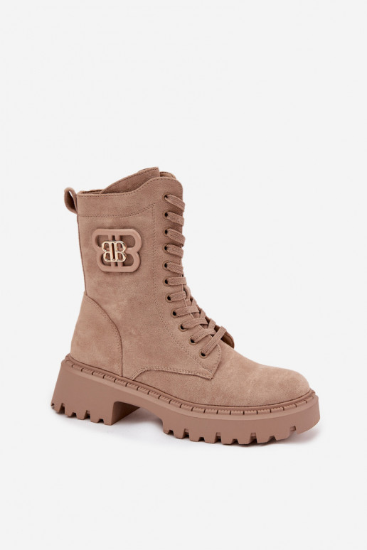 Damen Stiefeletten gefüttert mit eleganten Elementen sandfarben Kalindra
