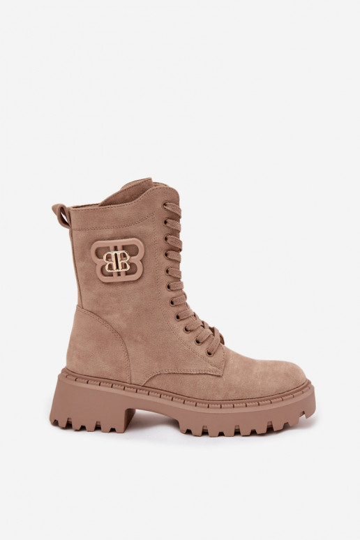 Damen Stiefeletten gefüttert mit eleganten Elementen sandfarben Kalindra