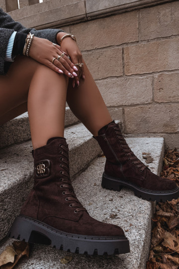 Bottines femmes doublées avec éléments raffinés chocolat Kalindra