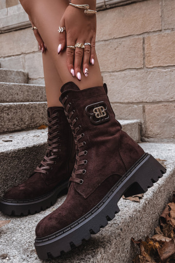 Bottines femmes doublées avec éléments raffinés chocolat Kalindra 2