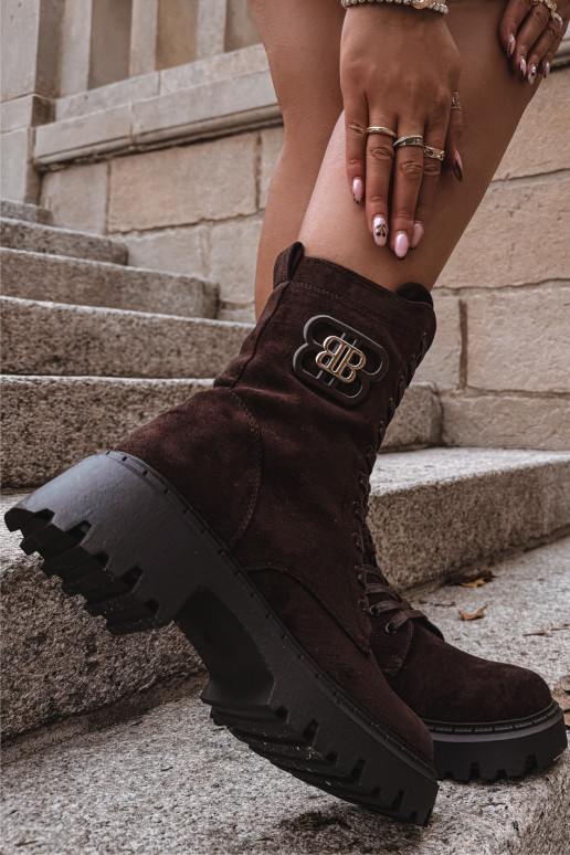 Bottines femmes doublées avec éléments raffinés chocolat Kalindra