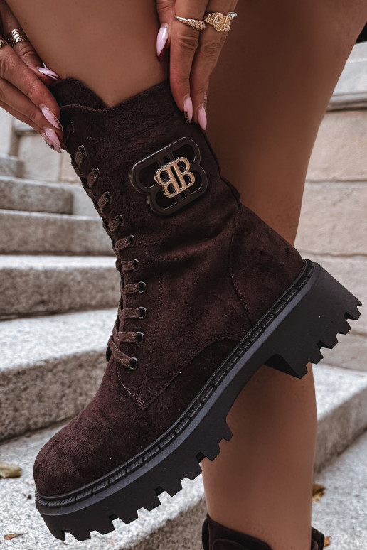 Bottines femmes doublées avec éléments raffinés chocolat Kalindra