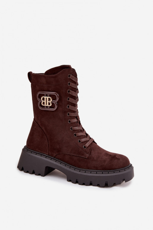 Damen Stiefeletten gefüttert mit eleganten Elementen schokoladenfarben Kalindra