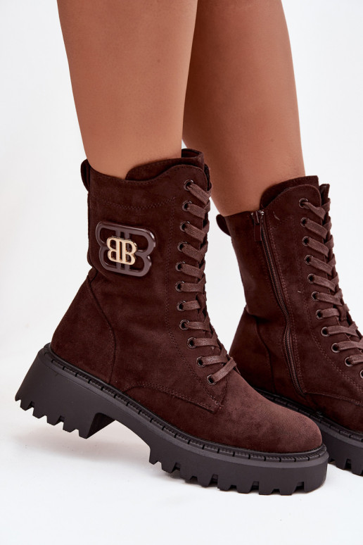Damen Stiefeletten gefüttert mit eleganten Elementen schokoladenfarben Kalindra