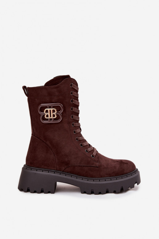 Damen Stiefeletten gefüttert mit eleganten Elementen schokoladenfarben Kalindra