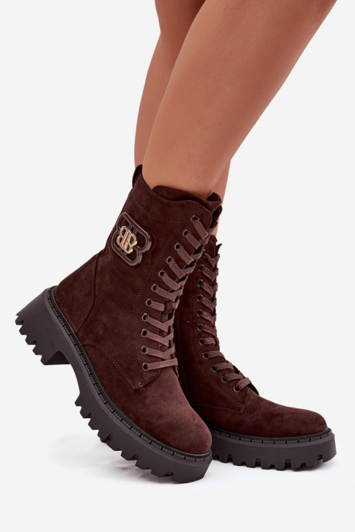 Damen Stiefeletten gefüttert mit eleganten Elementen schokoladenfarben Kalindra