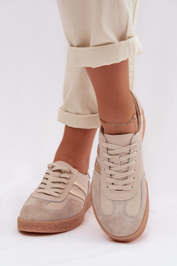 Baskets femmes en cuir S.Barski LR61-7059 sable 2
