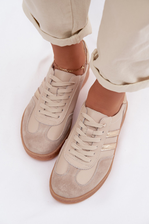Baskets femmes en cuir S.Barski LR61-7059 sable