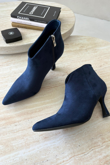 Bottines pour femmes sur talon fin avec bout pointu couleur bleu foncé Bessia