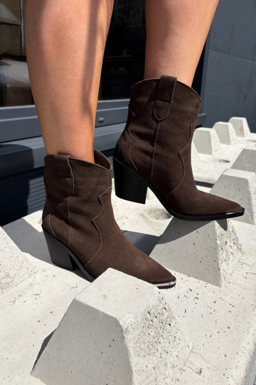 Chocolade suède cowboylaarzen met isolatie en hakken Pelsa