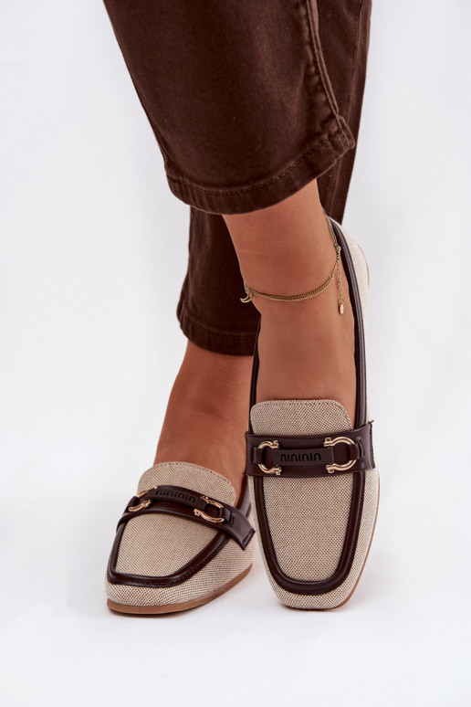 Mocassins marron et sable avec éléments décoratifs Evelora