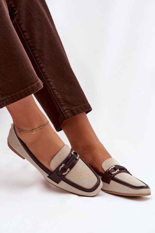 Mocassins marron et sable avec éléments décoratifs Evelora