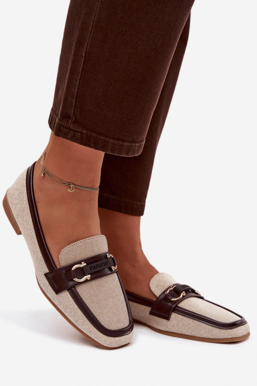Mocassins marron et sable avec éléments décoratifs Evelora