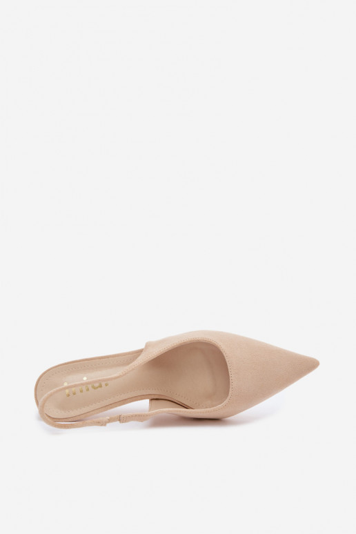 Sandales pour femmes couleur sable avec talons fins en daim synthétique Kevina