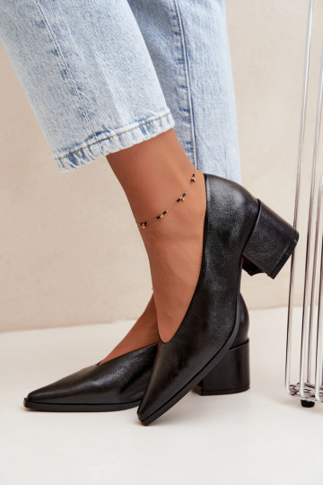 Schoenen met puntige neus en vierkante hakken van faux leather in zwarte kleur Lavisa 2