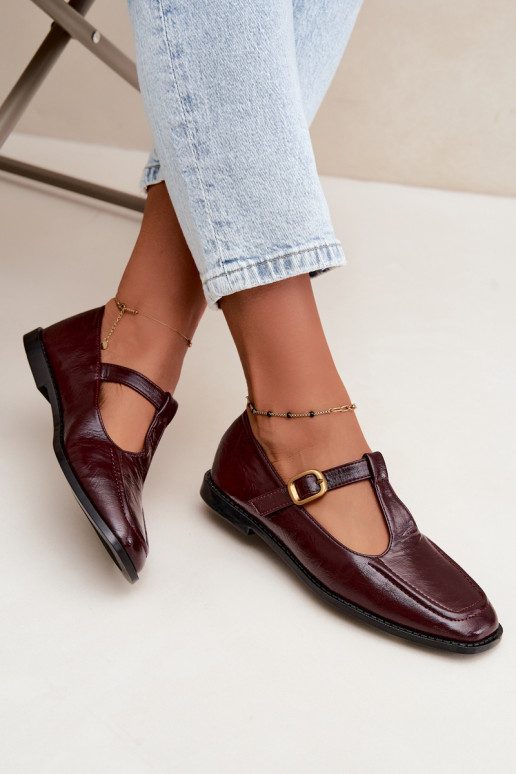 Bordeaux faux leren schoenen met banden Bonnia