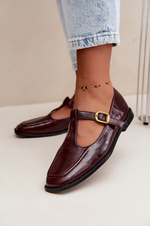 Bordeaux faux leren schoenen met banden Bonnia