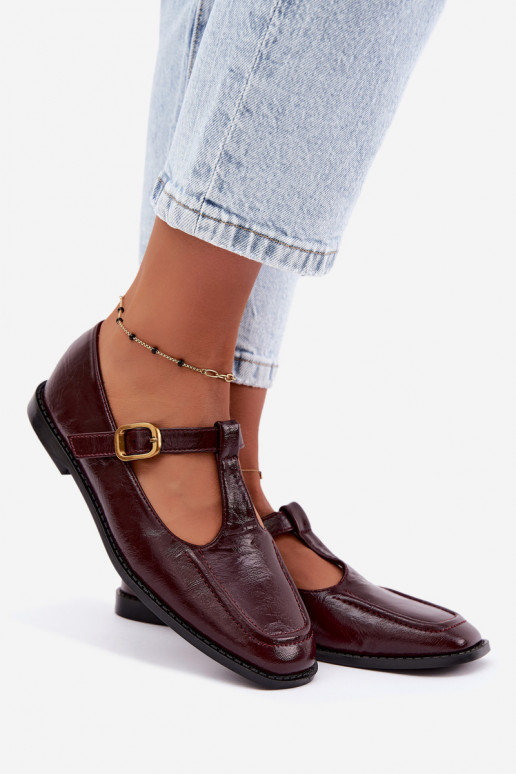 Bordeaux faux leren schoenen met banden Bonnia