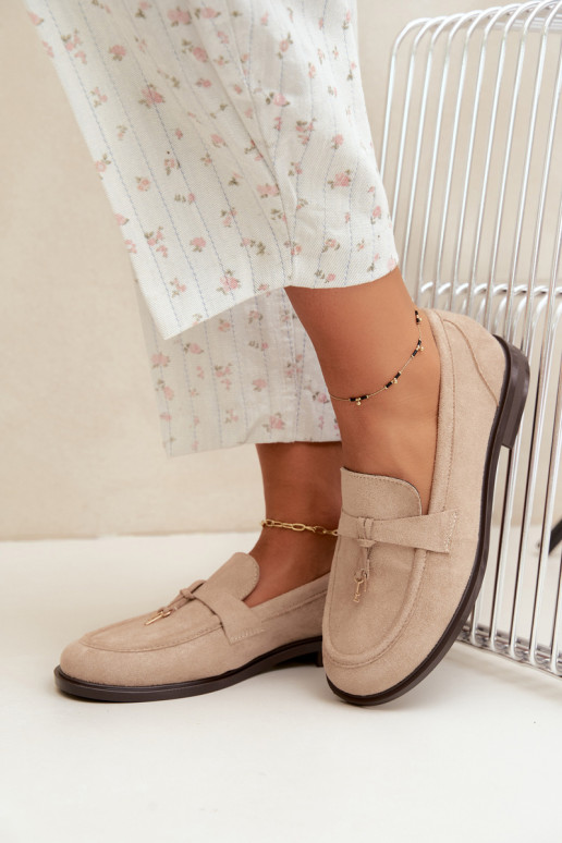 Mocassins beiges pour femmes en simili daim Raylie