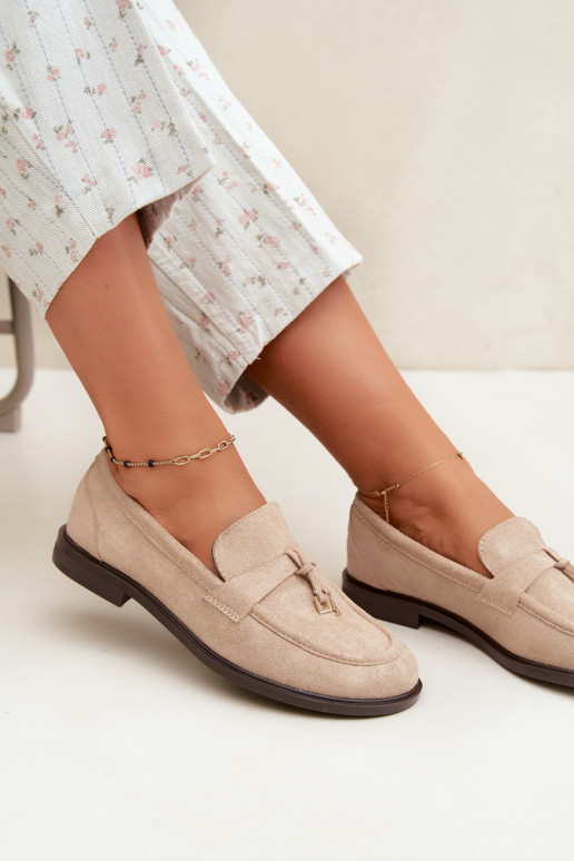 Mocassins beiges pour femmes en simili daim Raylie
