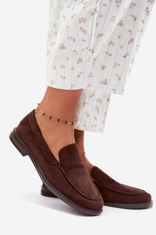 Mocassins en chocolat pour femmes en simili daim Laisie
