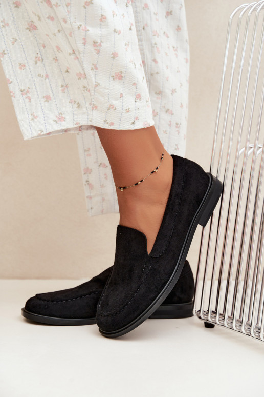 Mocassins noirs pour femmes en simili daim Laisie