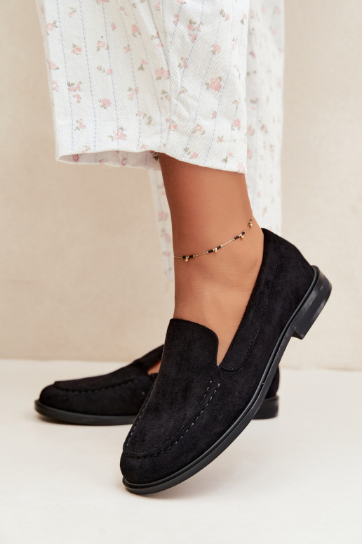 Zwarte dames mocassins van faux suede Laisie