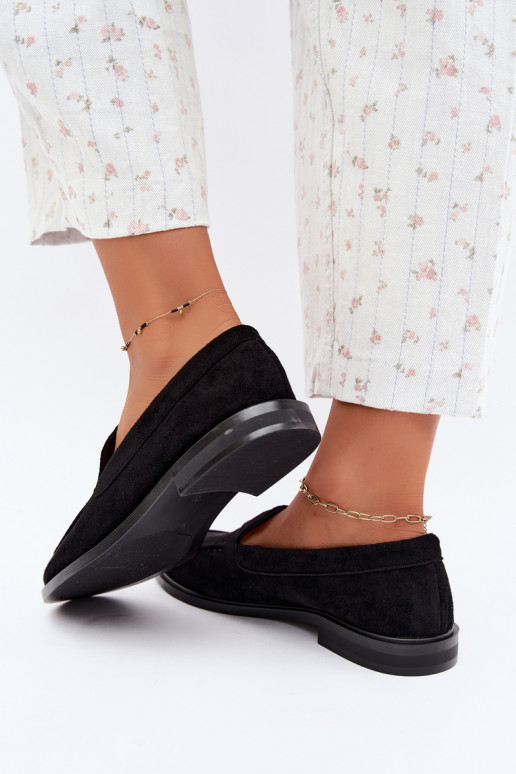Zwarte dames mocassins van faux suede Laisie