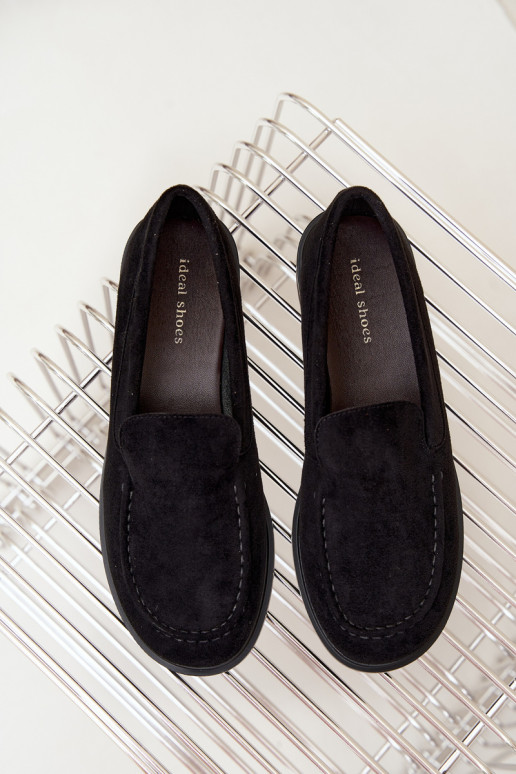 Mocassins noirs pour femmes en simili daim Laisie