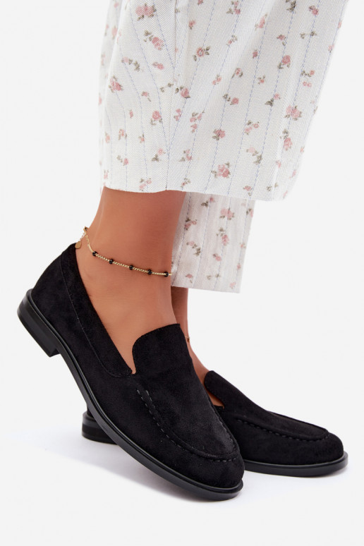 Mocassins noirs pour femmes en simili daim Laisie