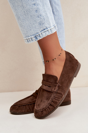 Mocassins pour femmes avec volants en daim synthétique couleur marron Sabley 2