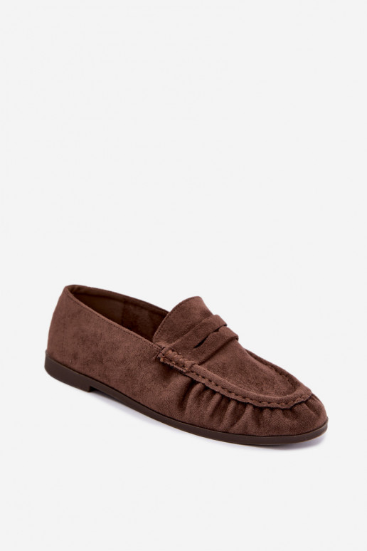 Damesmokassins met ruches van faux suede in bruin Sabley