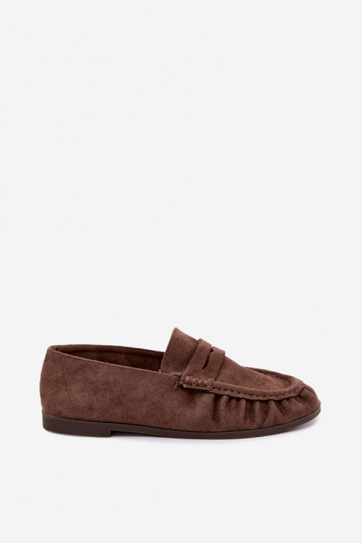 Damesmokassins met ruches van faux suede in bruin Sabley