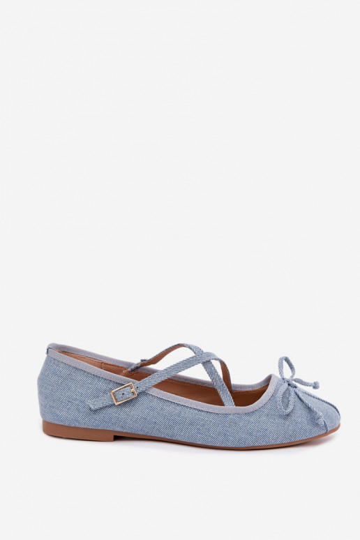 Ballerines en denim avec rubans Kokardką