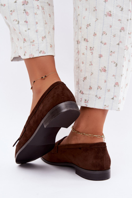 Mocassins en chocolat pour femmes avec franges et détails dorés Brenis