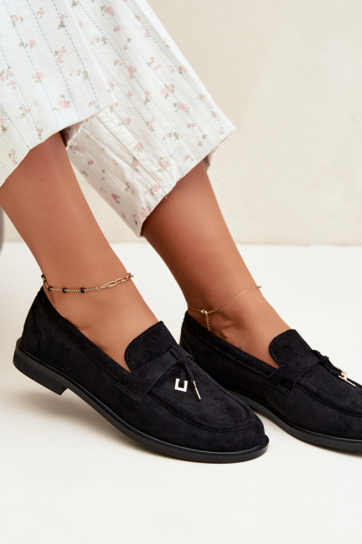 mocassins pour femmes en daim synthétique noirs Raylie