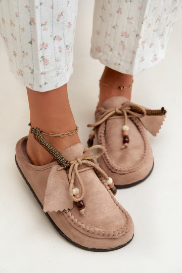 Slippers Mule DamesFutrzaną INkładką beige Melia