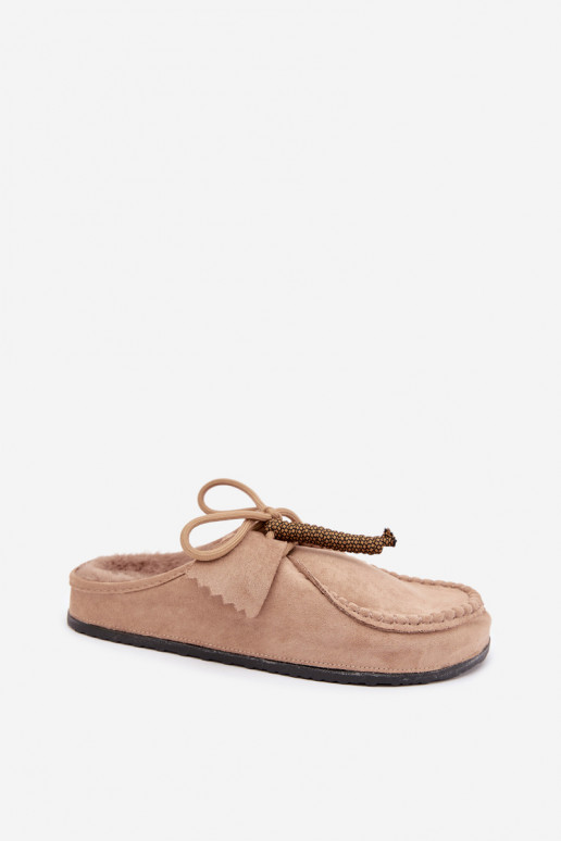 dames slippers Mule met bont zandkleurig Melia